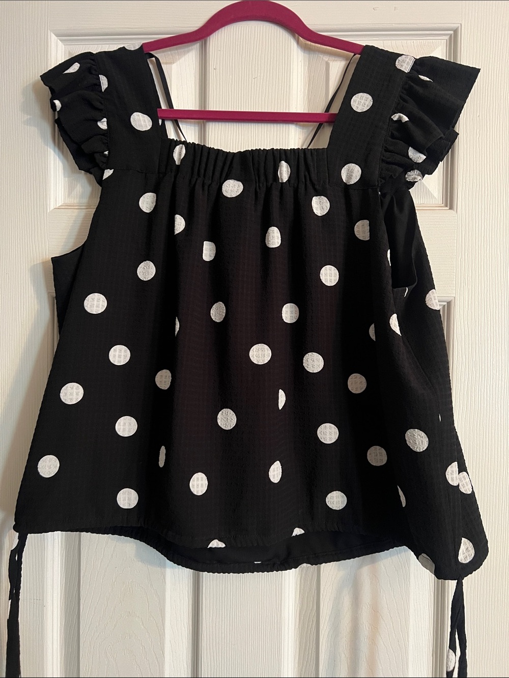 Black Polka Dot Ruffle Sleeve Camisole